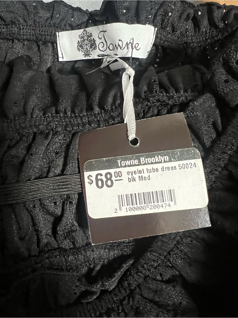 Towne NWT Black Strapless Eyelet Midi Dress Size Small - Picture 5 of 5